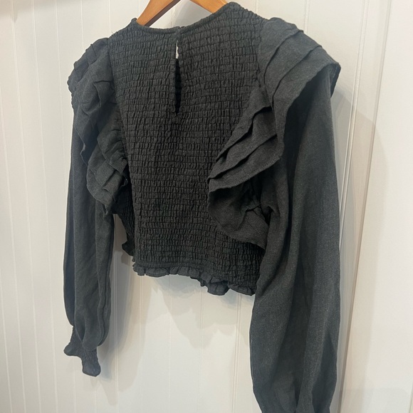 Zara Ruffle Shirred Crop Top - Picture 3 of 4